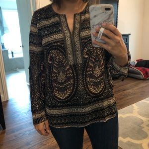 Long sleeve paisley blouse
